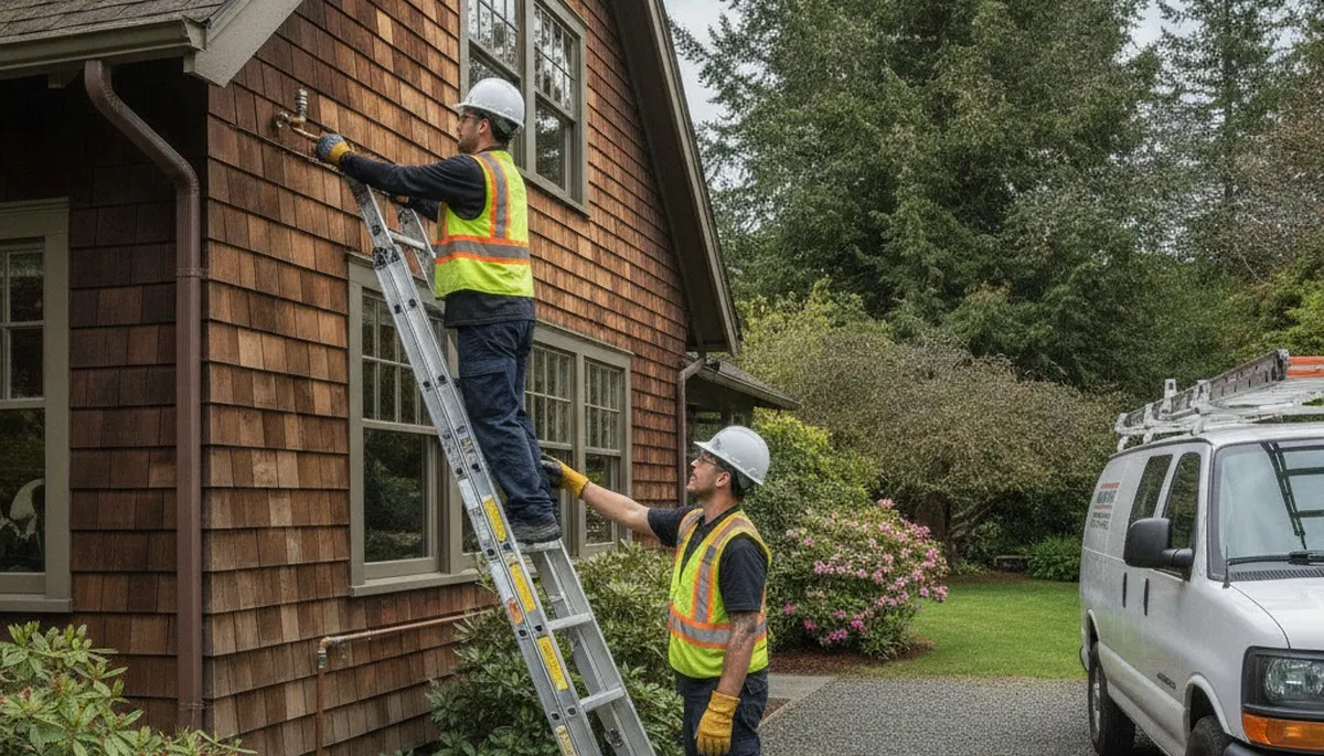 Plumber repairing a leak in Redmond, WA for residential plumbing service