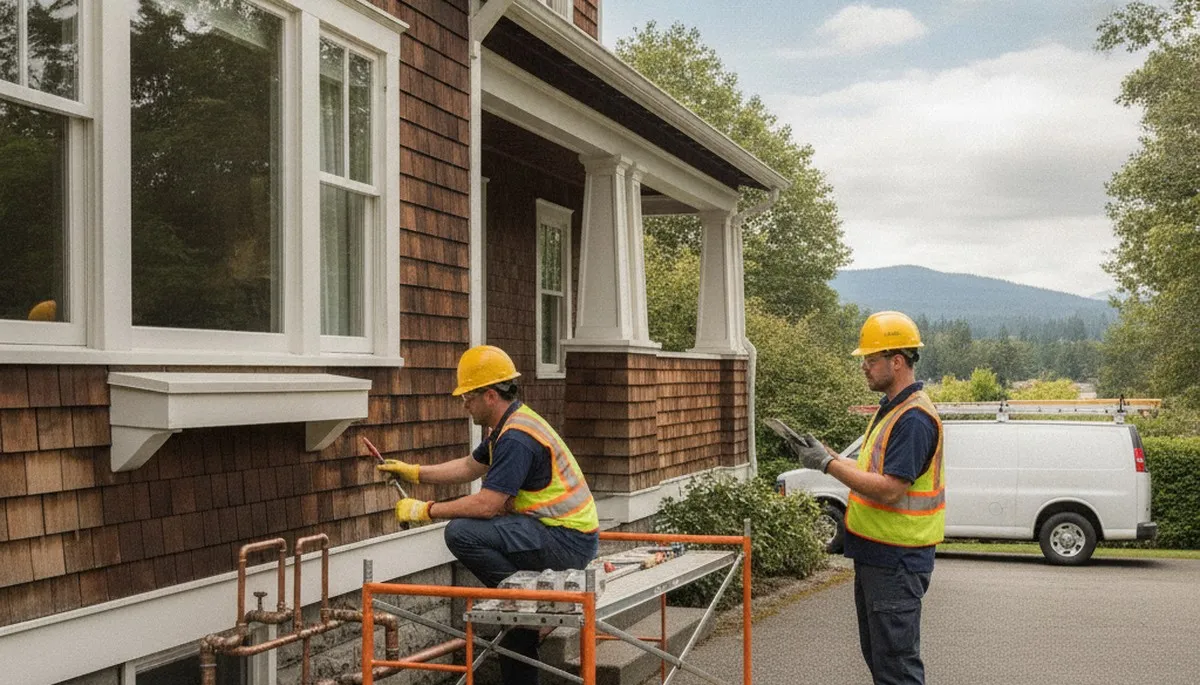 Plumber repairing plumbing fixture in Redmond, WA for plumbing repair service